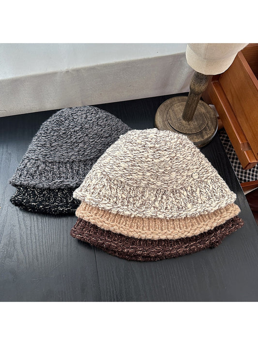 Haila - Solid Color Foldable Round Crown Bucket Hat