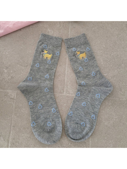 Side view of Rufia Raindrop Dog Everyday Socks on a foot