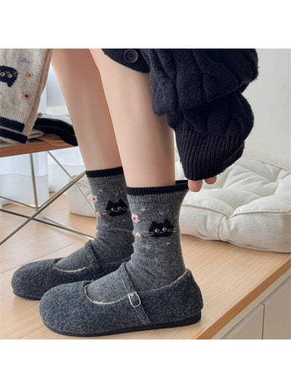 Rufia - Bear Face Pattern Knit Crew Socks product image 1