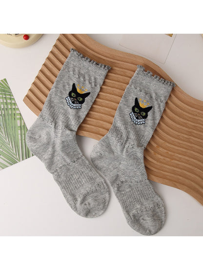 Rufia - Tulip and Cat Patterns Crew Socks