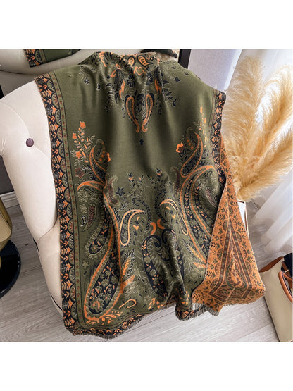 Scarvii – Paisley Print Fringe Scarf & Wrap