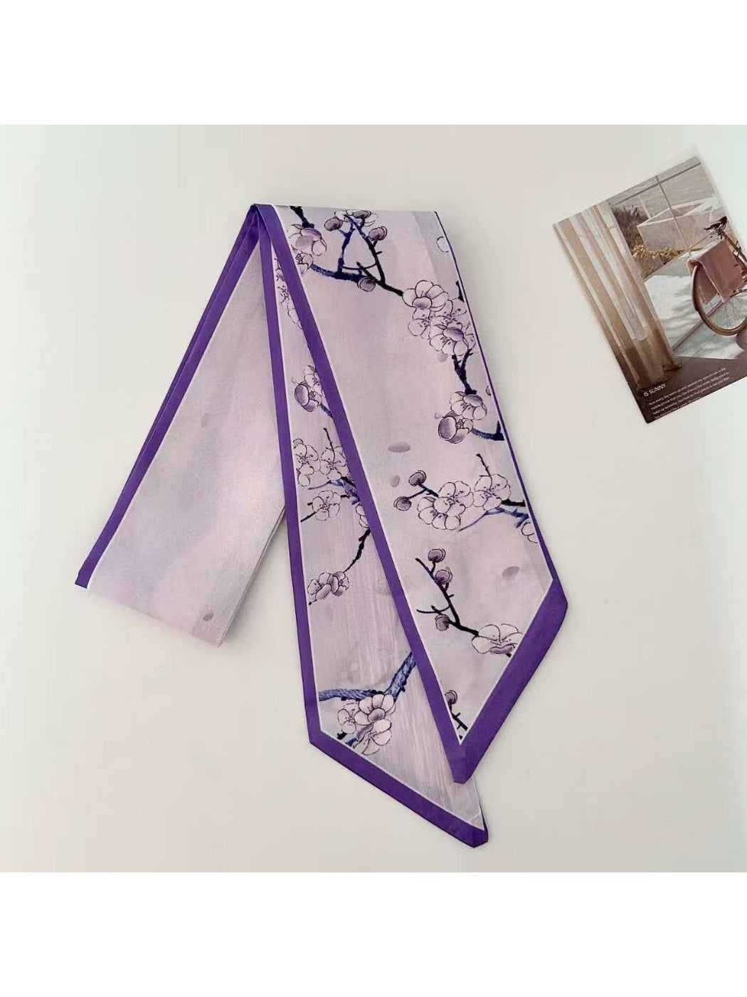 Scarvii Plum Blossom Print Skinny Scarf