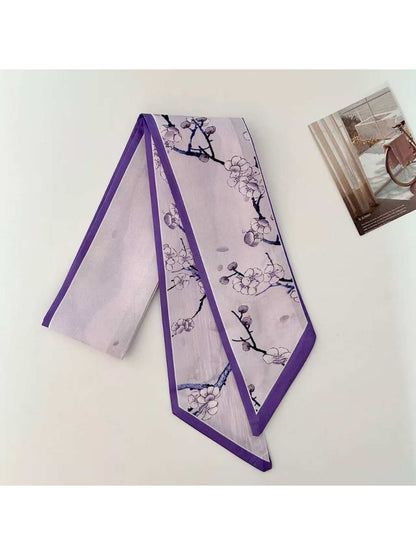 Scarvii Plum Blossom Print Skinny Scarf