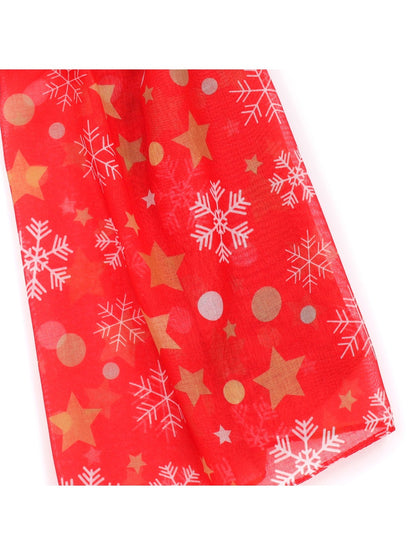Scarvii - Red Scarf with Christmas Snowflake Print