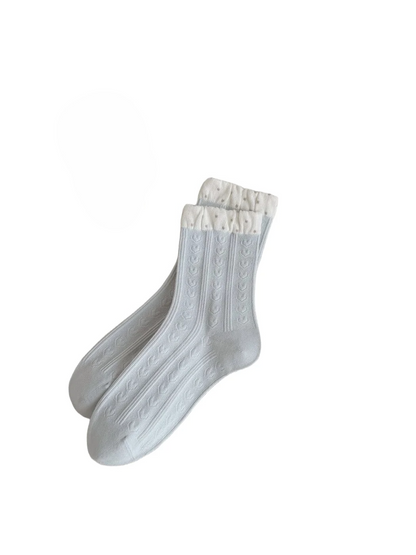 Rufia - Double-Layer Ruffle Trim Crew Socks
