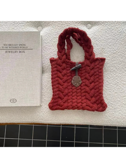 Cosbai - Chunky Textured Knit Mini Tote Bag