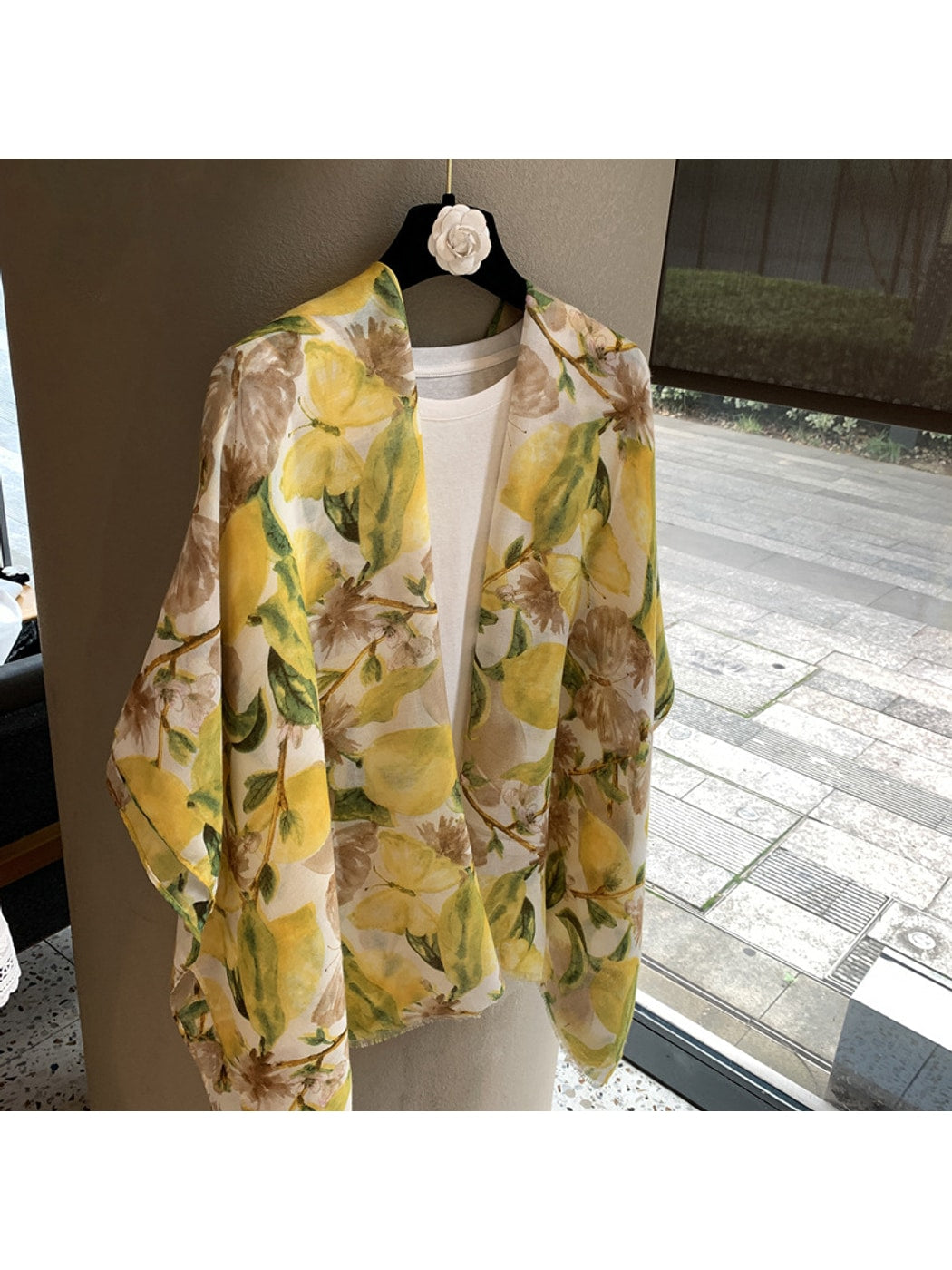 Scarvii - Lemon Print Rectangular Wrap Scarf
