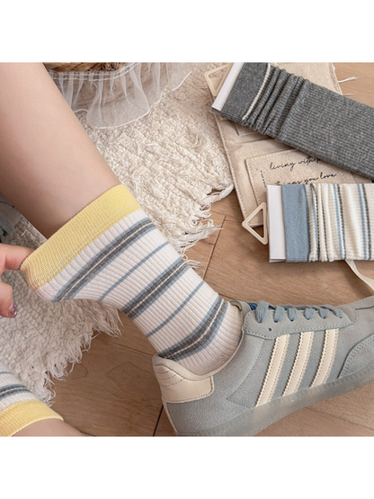 Rufia - Stripe Ribbed Crew Socks