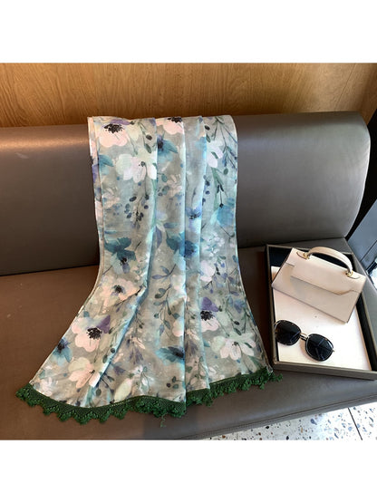 Scarvii - Watercolor Floral Printed Fashion Shawl