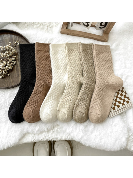 Rufia - Textured Solid Color Everyday Crew Socks