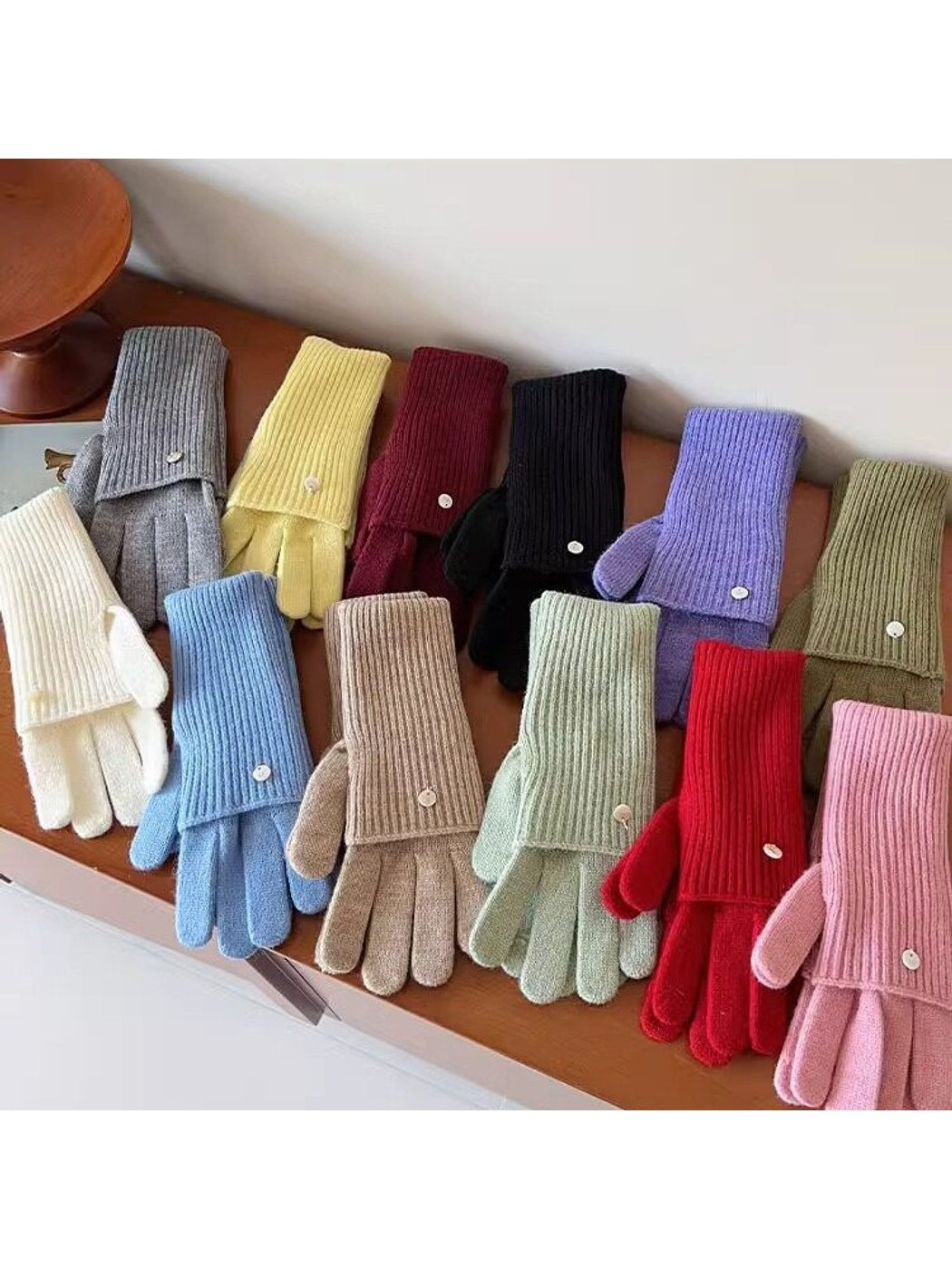 Gloving - Women's Layered Ribbed Knit Winter Gloves