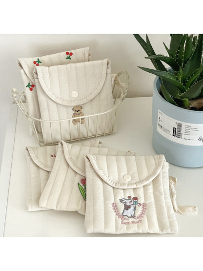 Cosbai Cute Animal Stitch Button Pouch front view with animal face design