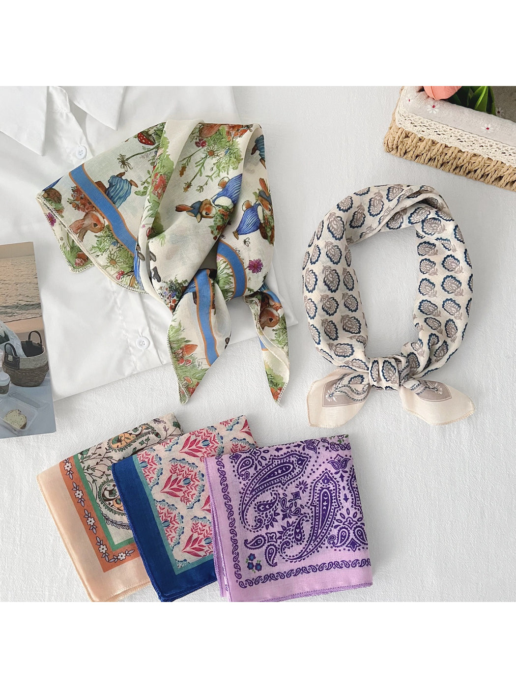 Scarvii Vintage Motif Triangle Scarf