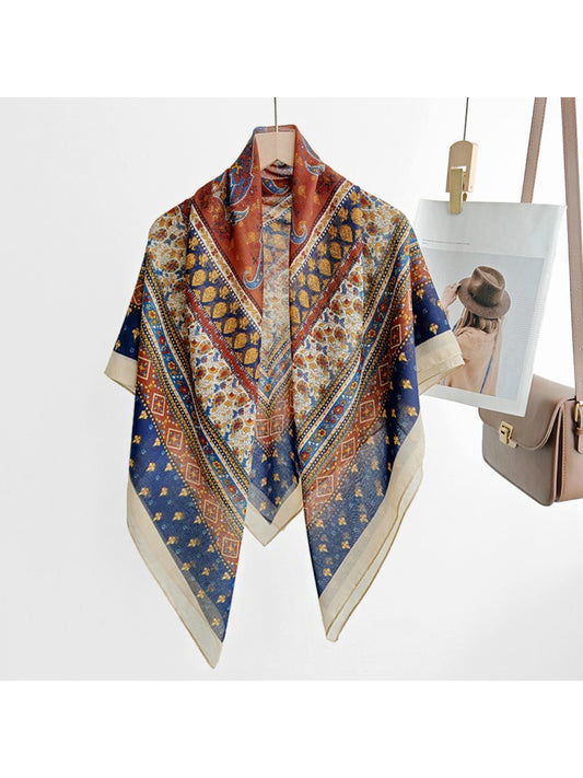 Scarvii Geometric Border Print Scarf