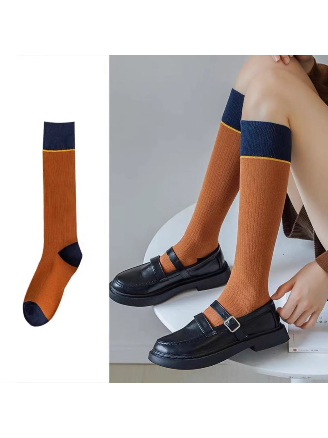 Rufia - Colorblock Ribbed Knee High Socks product image 6