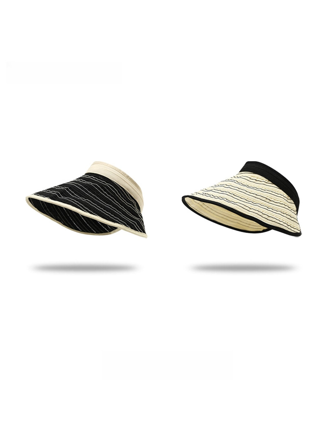 Haila - Ripple Stripe Open Top Wide Brim Visor Hat