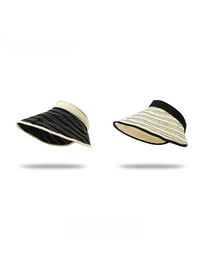 Haila - Ripple Stripe Open Top Wide Brim Visor Hat