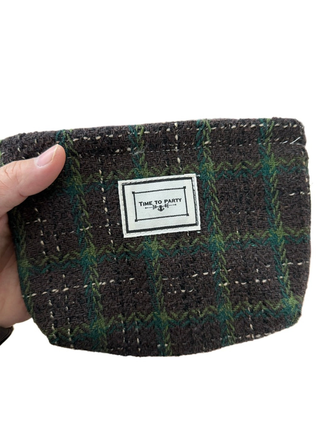 Cosbai - Classic Plaid Small Storage Clutch Bag