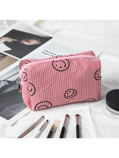 Cosbai - Smiley Print Cosmetic Organizer Bag