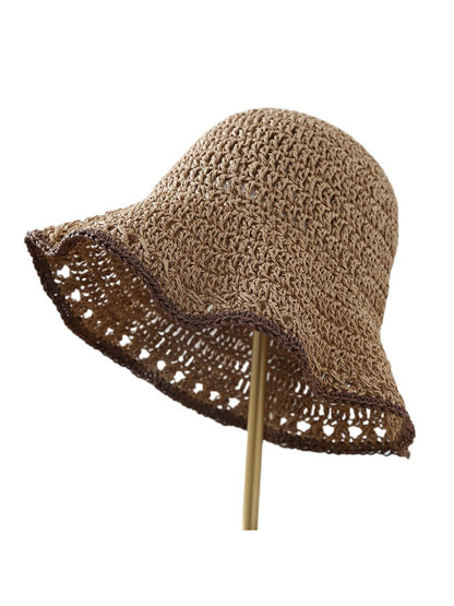 Close-up of Haila lightweight crochet bucket hat texture and trim