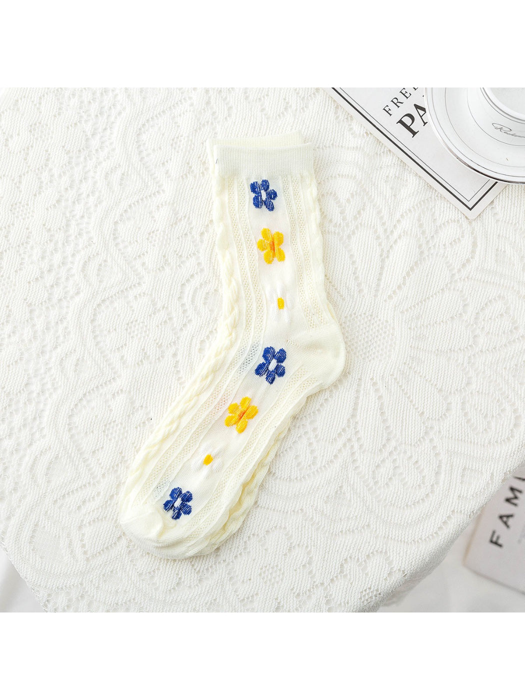 Rufia - Vintage Flower Grid Crew Socks product image 4