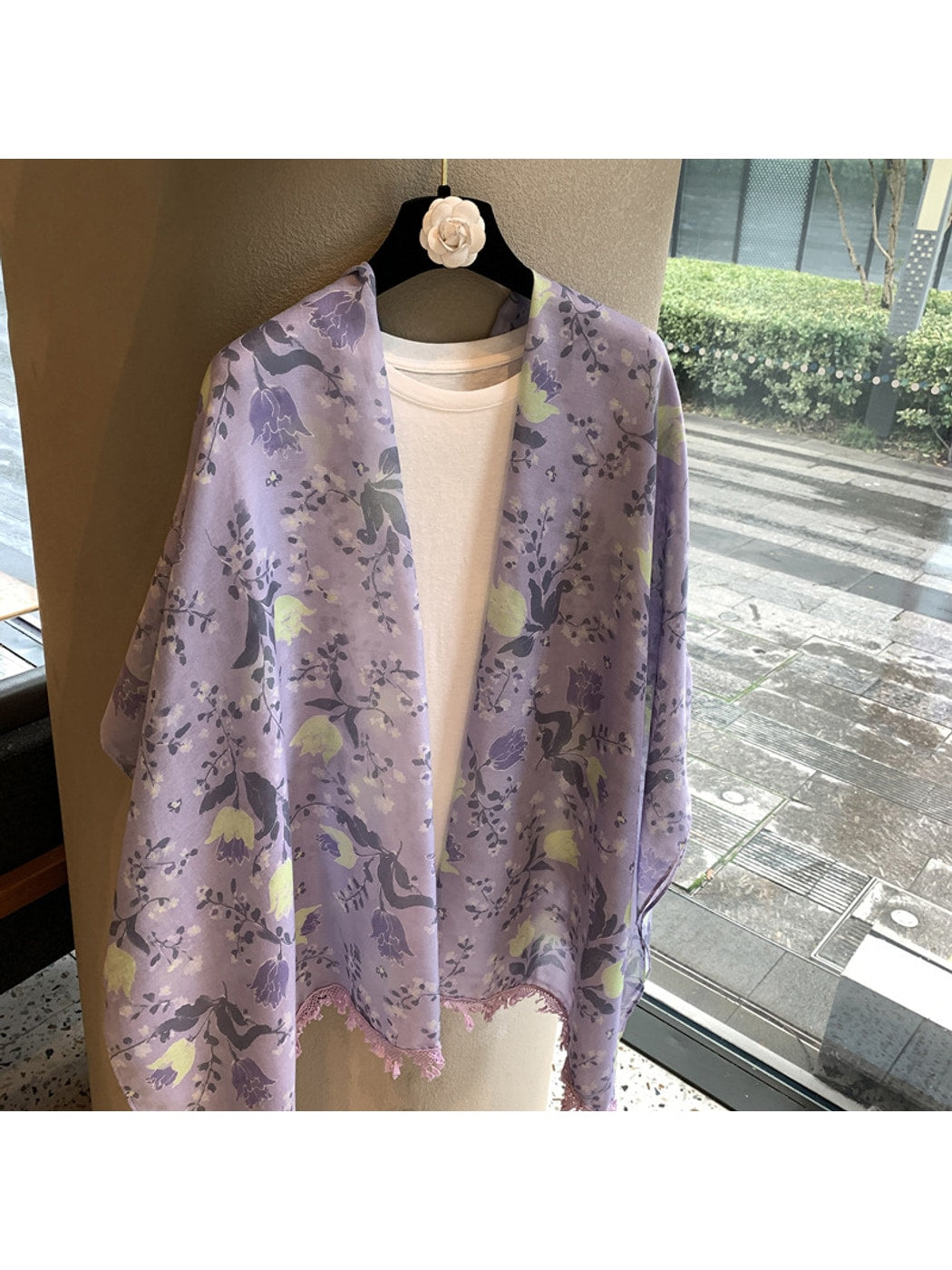 Scarvii - Bellflower Pattern Rectangular Shawl Scarf
