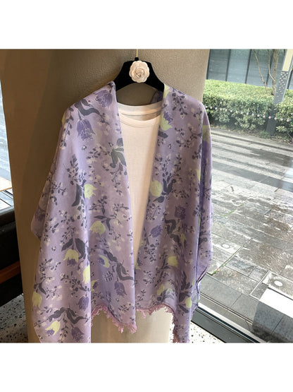 Scarvii - Bellflower Pattern Rectangular Shawl Scarf