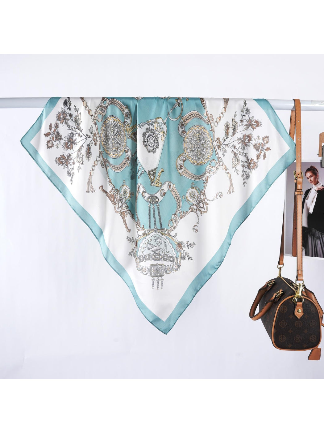 Scarvii - Vintage Jewelry Print Square Scarf