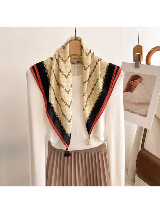 Scarvii - Retro Chain Print Border Square Scarf