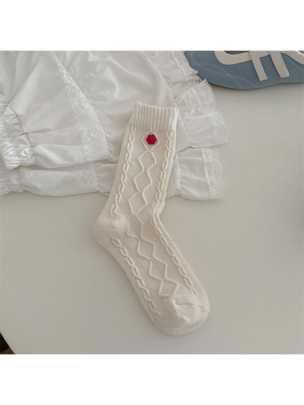 Rufia – Button Detail Textured Socks