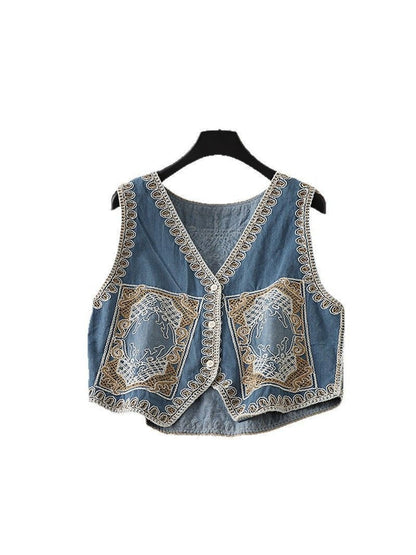 Crosa - Mixed Patterns Embroidered Vest
