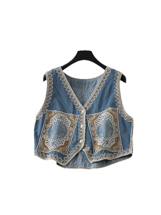 Crosa - Mixed Patterns Embroidered Vest