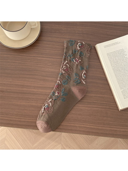 Rufia - Vintage Floral Casual Crew Socks