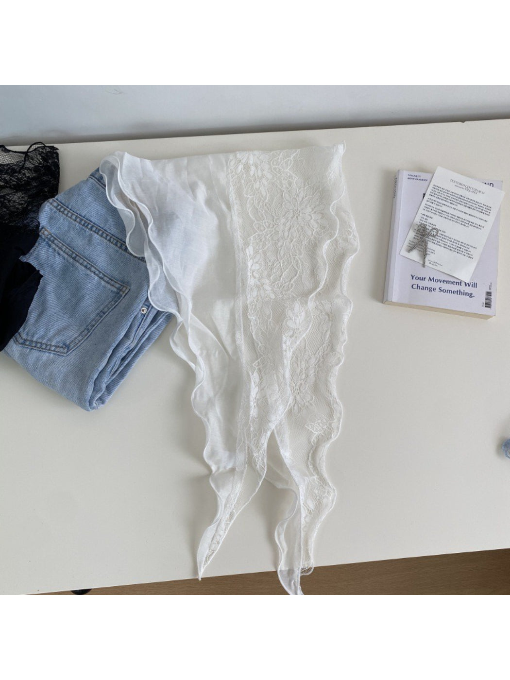 Scarvii Sheer Lace Triangle Scarf
