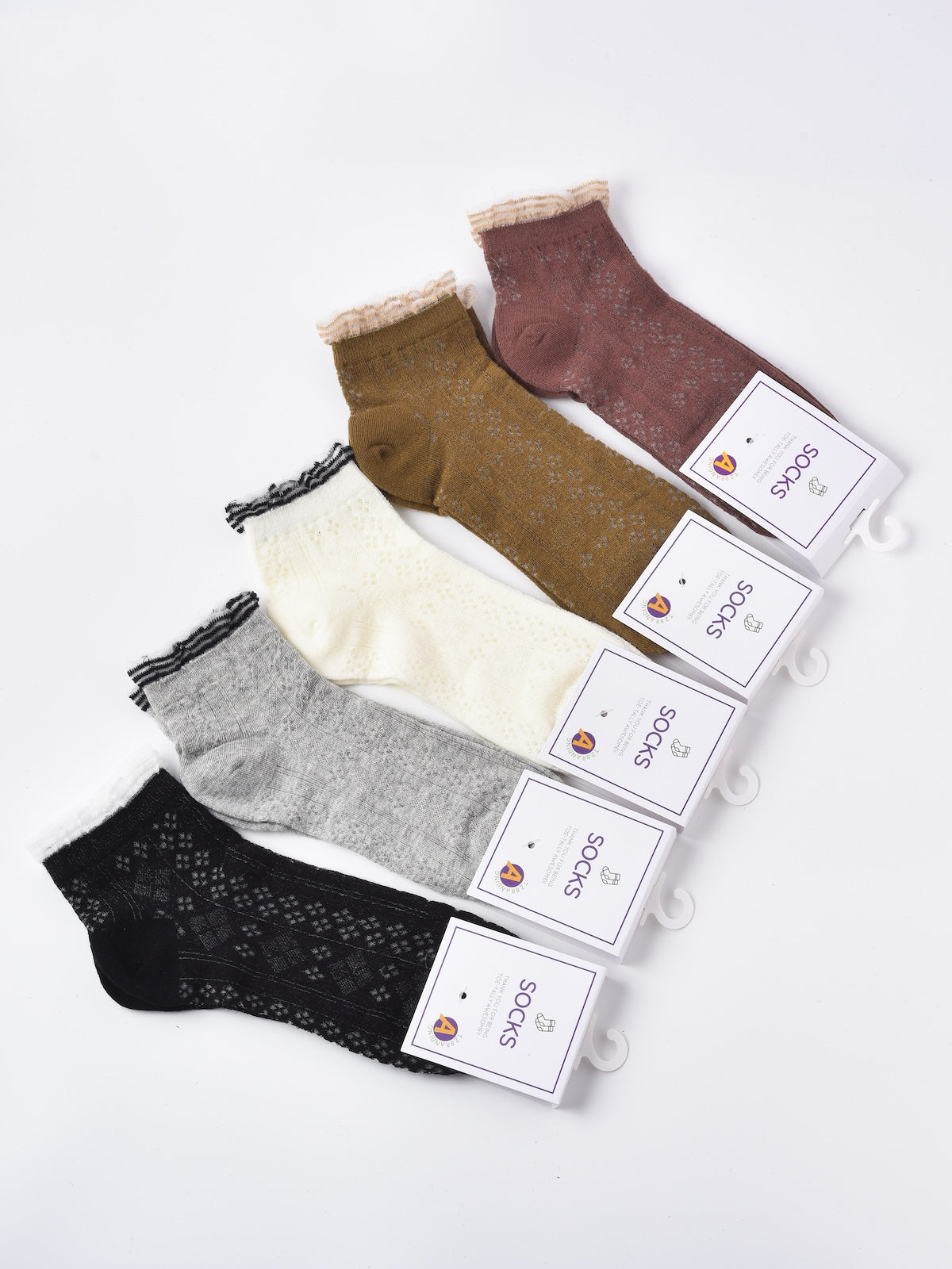 Rufia - Lace Trim Mesh Ankle Socks