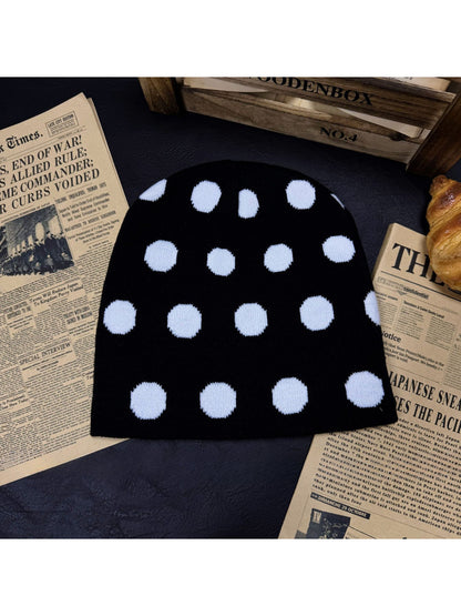 Haila - Polka Dot Knit Slouchy Beanie