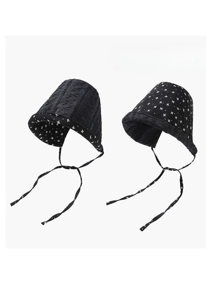 Haila bonnet reversed to show solid light pink side with gathered elastic back
