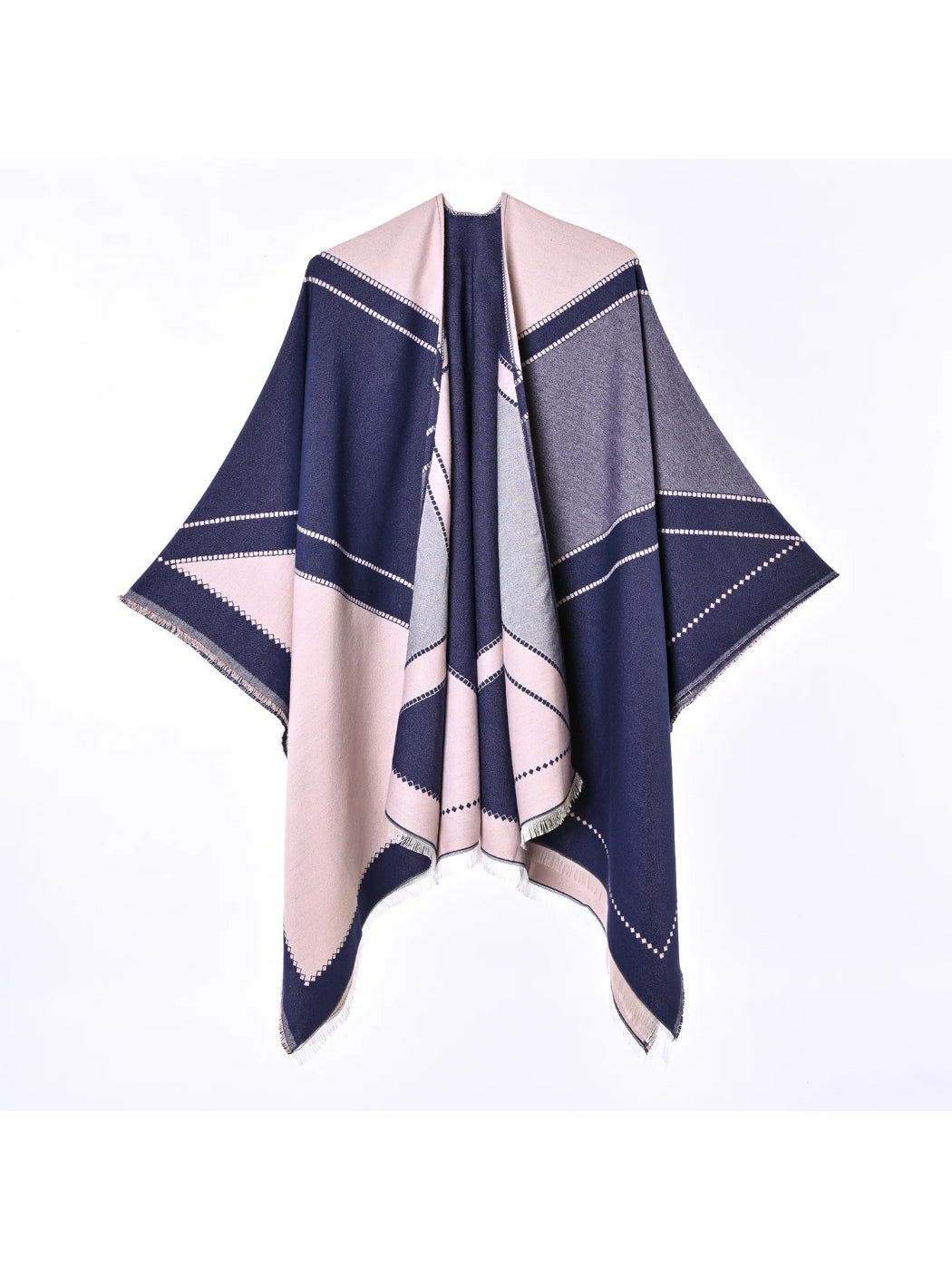 Scarvii - Oversized Color Block Knit Wrap