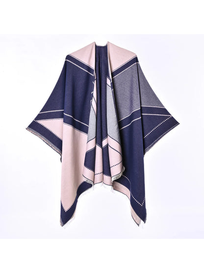 Scarvii - Oversized Color Block Knit Wrap