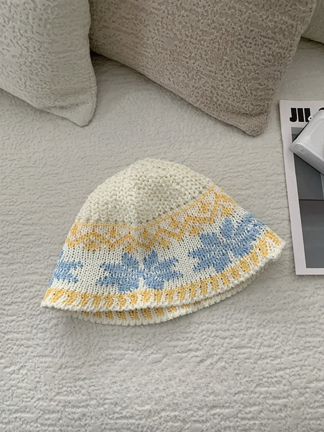 Haila - Floral Pattern Knit Bucket Hat