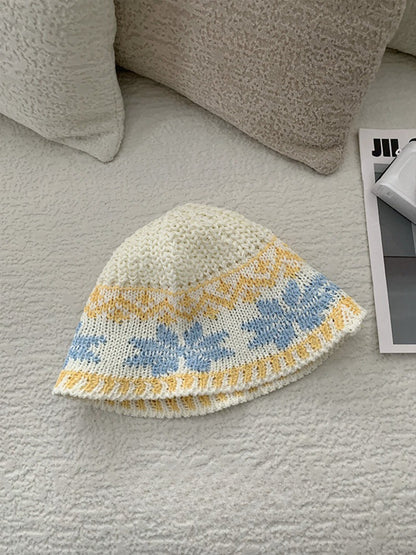 Haila - Floral Pattern Knit Bucket Hat