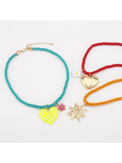 Neckit colourful charm rope necklace displayed flat showing full length and vibrant beads