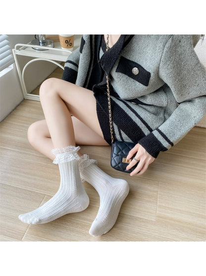 Rufia - Sweet Ruffle Knit Crew Socks