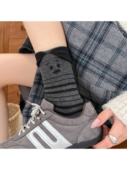 Rufia Sad Face Striped Socks with Ruffles