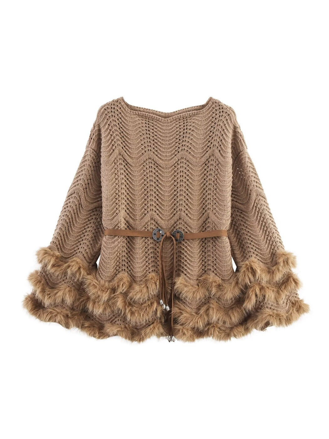 Crosa Round Neck Knit Belted Dress accessory detail view