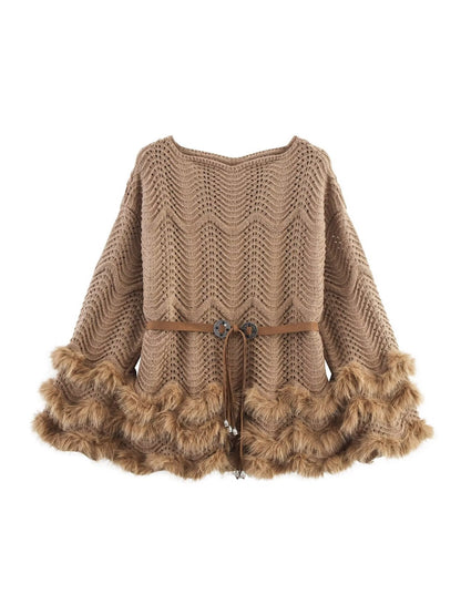 Crosa Round Neck Knit Belted Dress accessory detail view