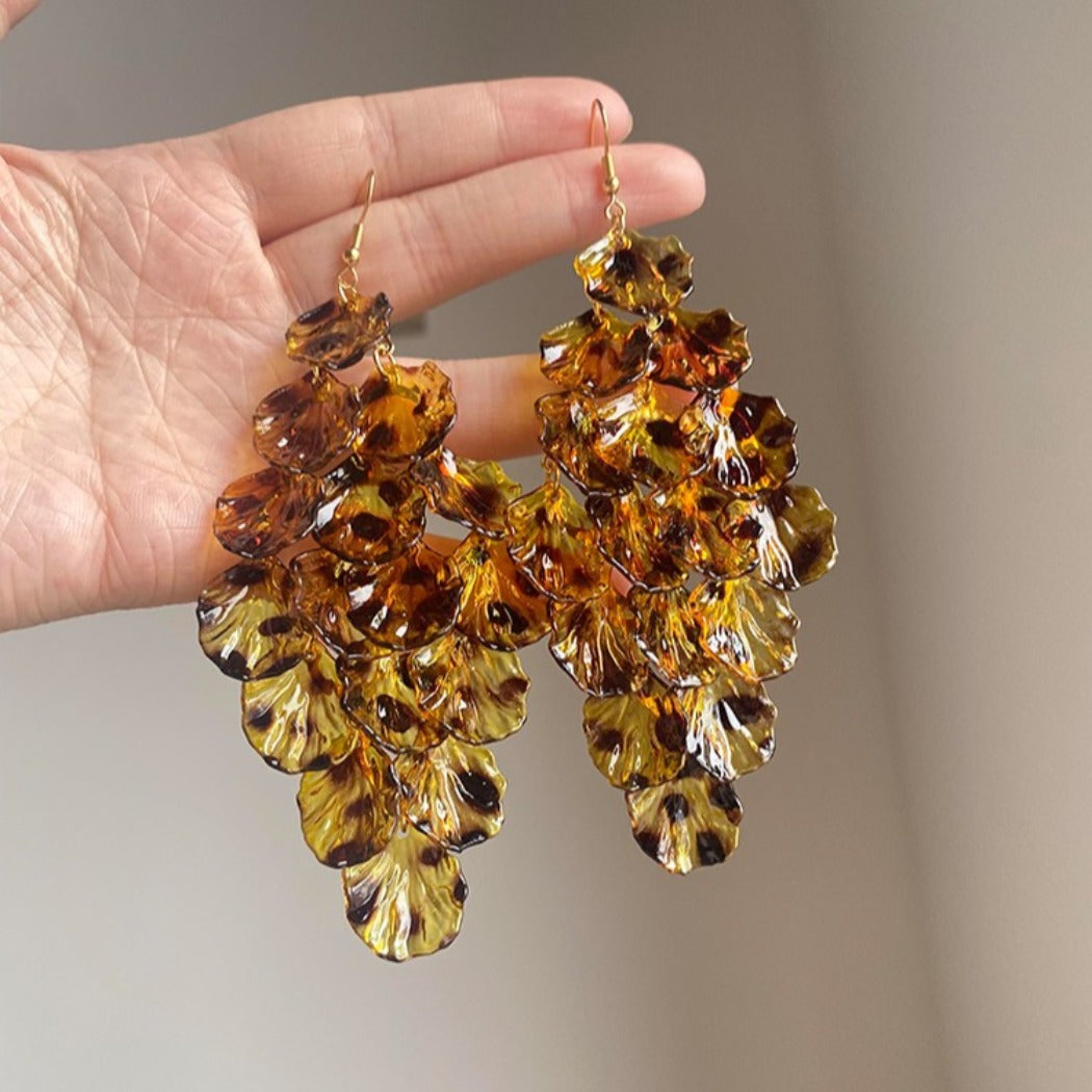 Earwish - Brown Leopard Print Fringe Earrings - Bold & Chic