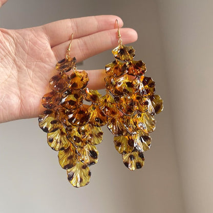 Earwish - Brown Leopard Print Fringe Earrings - Bold & Chic