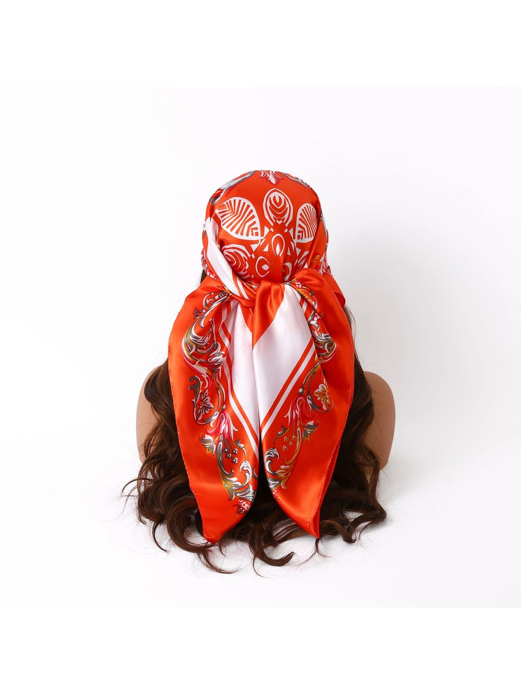 Scarvii - Vibrant Baroque Scroll Printed Square Scarf
