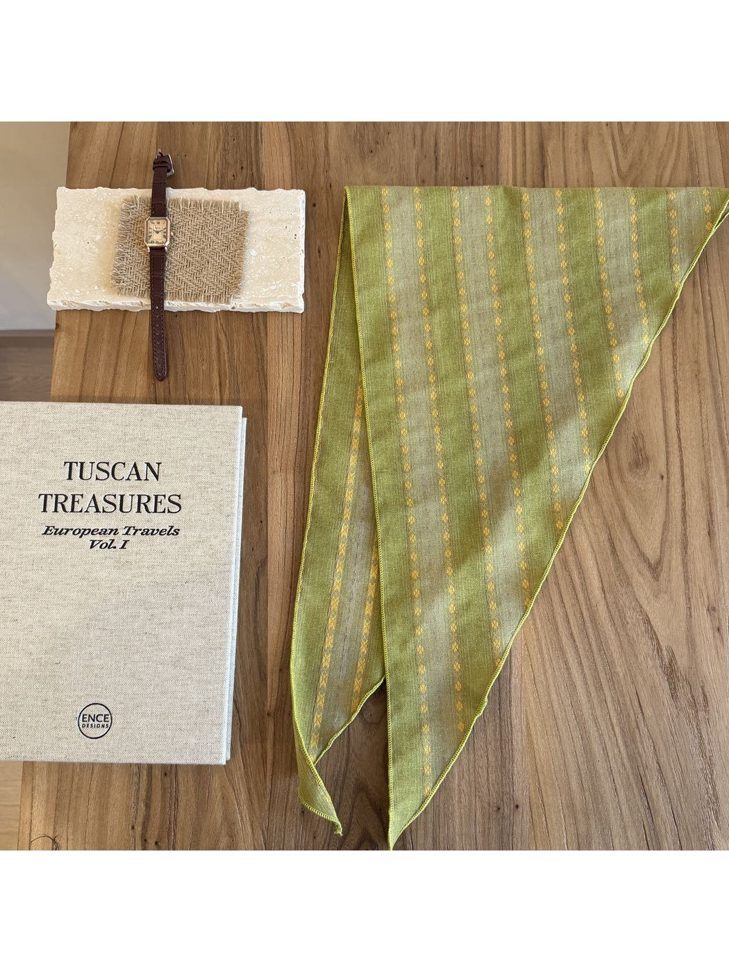 Scarvii - Printed Floral Stripe Triangle Bandana